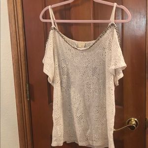 Crochet knit  sparkle off the shoulder top